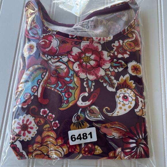 Talbots size M pullover floral burgundy pullover long T-Shirt - Picture 6 of 6
